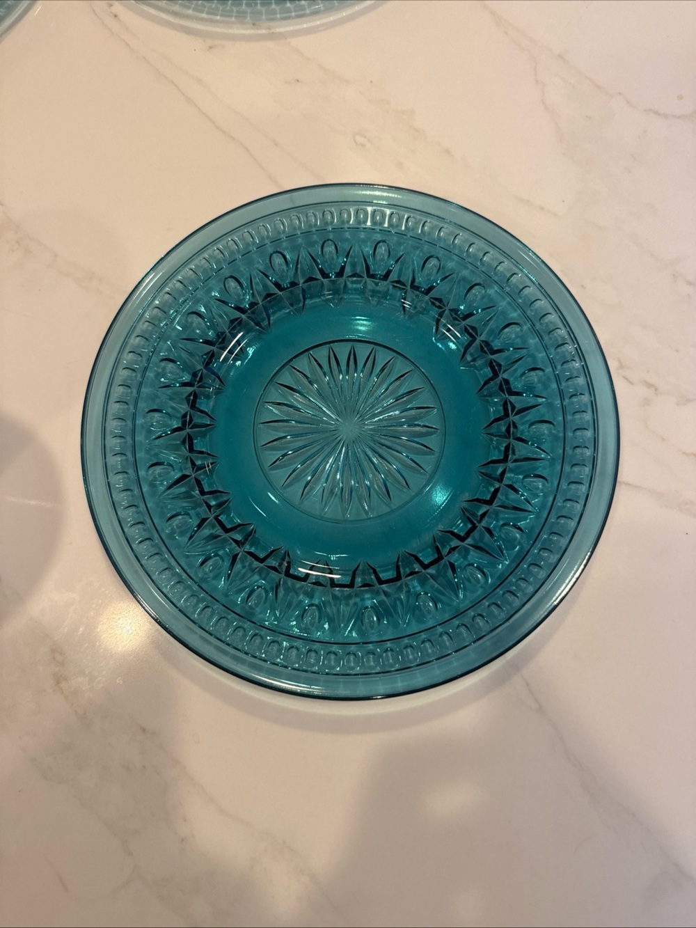 Vintage 70’s Blue Pressed Glass Plate Park Lane Colony 8.25” Indiana Glass